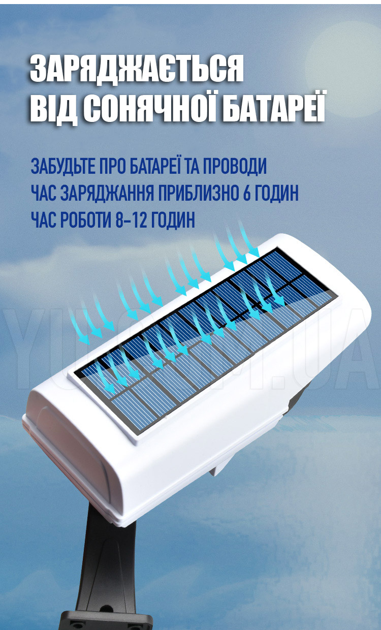 Вуличний ліхтар у вигляді камери на сонячній батареї Solar Sensor Light BL JLP-2178 з датчиком руху Вуличний ліхтар у вигляді камери на сонячній батареї Solar Sensor Light BL JLP-2178 з датчиком руху